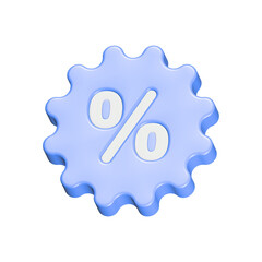 3d discount percentage icon blue color