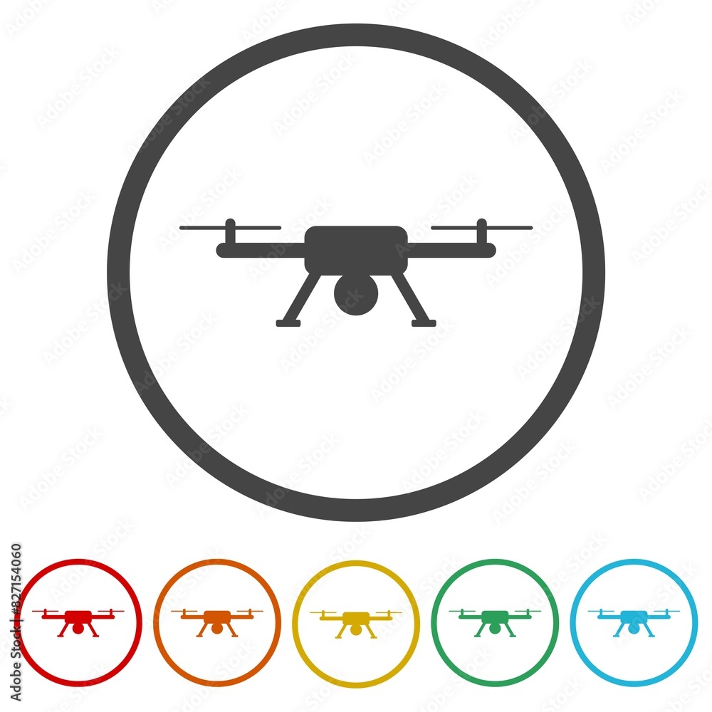 Poster drone simple icon. set icons in color circle buttons