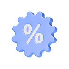 3d discount percentage icon blue color