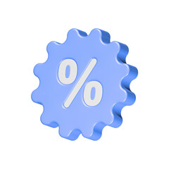 3d discount percentage icon blue color