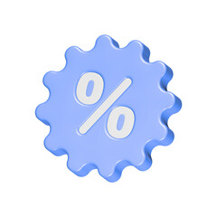 3d discount percentage icon blue color