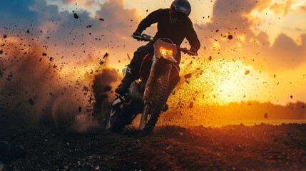 Man riding motocross motorcycle full size photo
