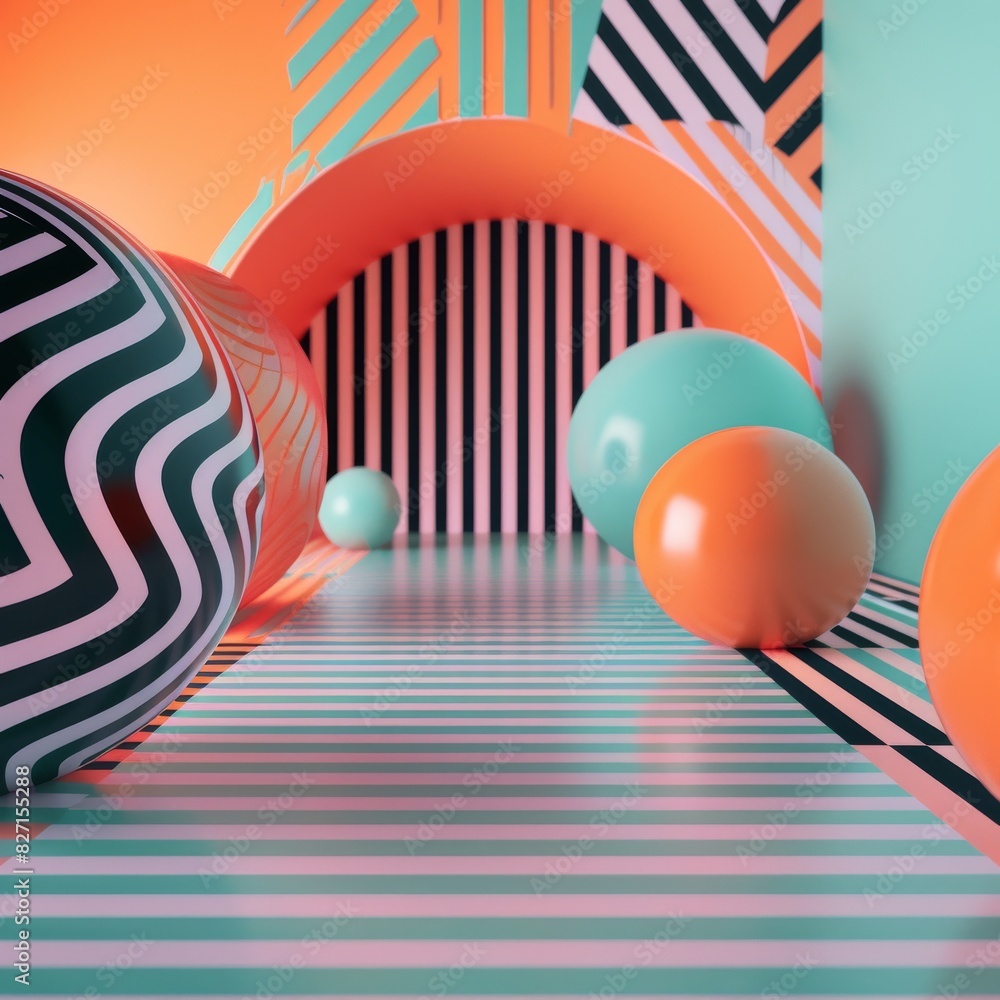 Poster craft a digital masterpiece using cg 3d techniques to seamlessly blend geometric patterns in a high-