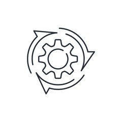 New system upgrade procedure. Vector linear icon isolated on white background.