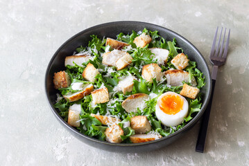 Caesar salad with chicken. Healthy eating. Diet.