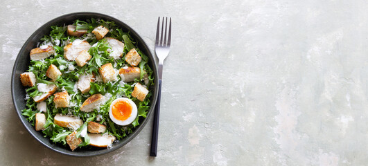 Caesar salad with chicken. Healthy eating. Diet.