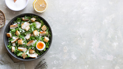 Caesar salad with chicken. Healthy eating. Diet.