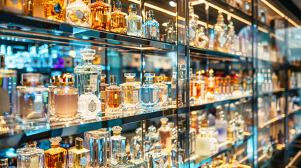 Obraz premium A perfume store with shelves filled with various scents and body care products