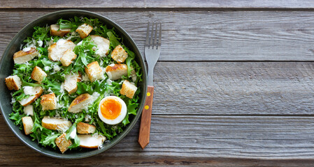 Caesar salad with chicken. Healthy eating. Diet.