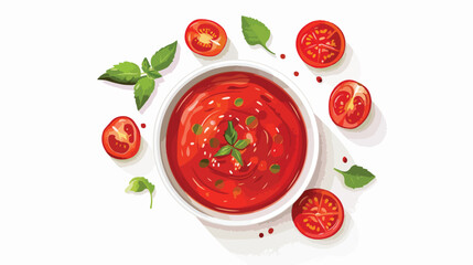 Tasty homemade tomato sauce in bowl on white background