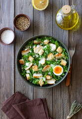 Caesar salad with chicken. Healthy eating. Diet.