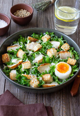 Caesar salad with chicken. Healthy eating. Diet.