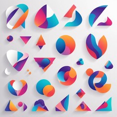 set of abstract shapes vector on white background