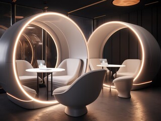 Intimate Futuristic Café Nook