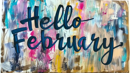 hello february february text flower decoration february illustration