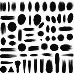 set of brush shapes vector on white background