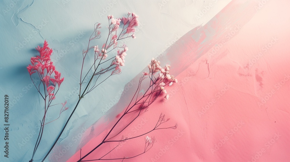 Poster aesthetic and beautiful minimalism background featuring nature-based elements, showcasing a serene a