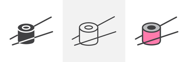 Sushi graphics. Asian Japanese sushi roll symbol. Chinese salmon sushi vector.