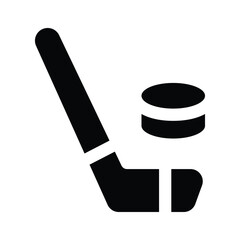 Puck with stick, trendy icon of ice hockey, ready to use vector