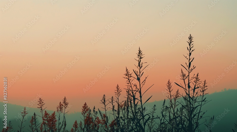 Poster aesthetic and beautiful minimalism background featuring nature-based elements, showcasing a serene a