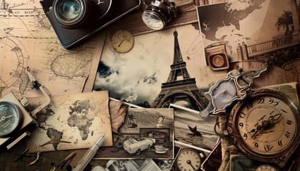Exploring the Past: A Journey Through Time in a Collage of Vintage Photos