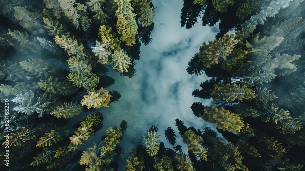 Poster aesthetic and beautiful minimalism background featuring nature-based elements, showcasing a serene a