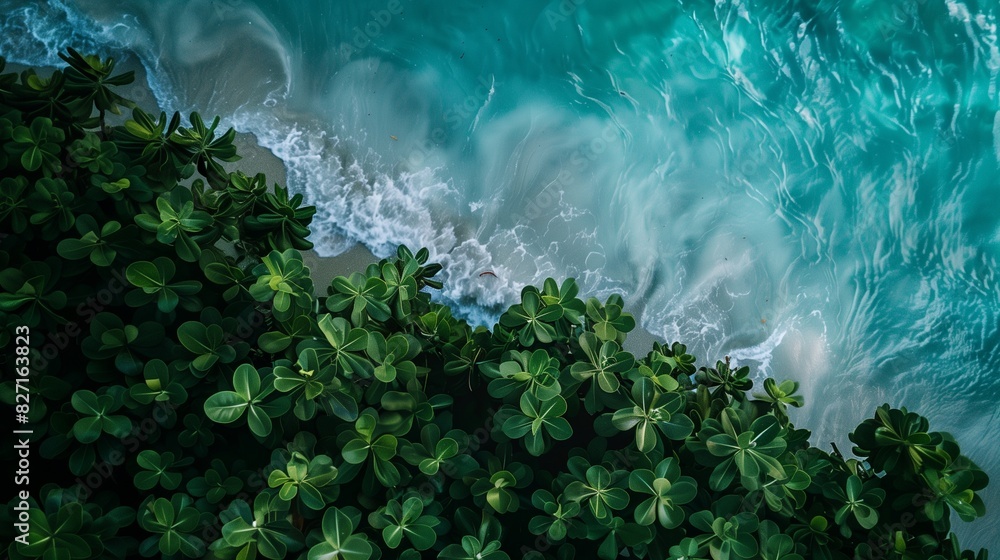 Poster aesthetic and beautiful minimalism background featuring nature-based elements, showcasing a serene a