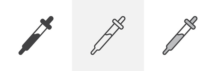 Eye dropper vector set. Pipette graphic. Eyedropper icon. Oil droplet graphic. Chemical picker icon.