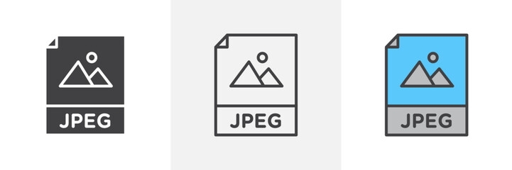 Jpg vector set. Jpeg file type graphic. Image picture file jpg format icon.