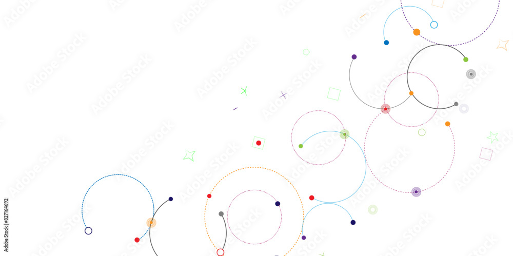 Fototapete Abstract geometric background with plexus circles. Big data visualization and technology background design.