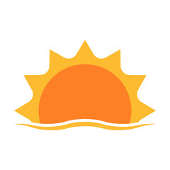 A half sun is setting downwards icon vector sunset concept for graphic design, logo, website, social media, mobile app, UI illustration