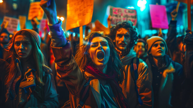 Crowd passionate protester powerful demonstration
