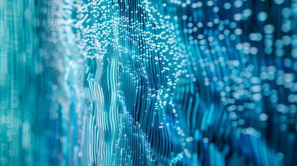 A blue wave with a lot of dots on it. The dots are scattered all over the wave, giving it a very busy and chaotic appearance. The blue color of the wave creates a sense of calmness and tranquility