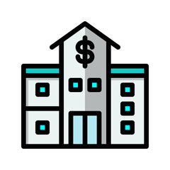 Business center flat icon. marketing building editable symbol. Vector Illustrations.