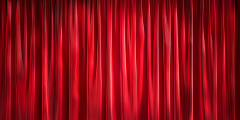 Luxurious red stage curtain with rich texture creating an elegant and opulent ambiance in a theatrical setting with deep, vibrant color
