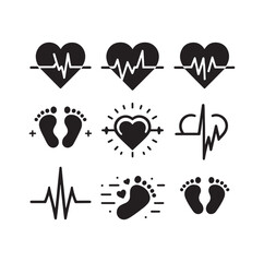 illustration of heart pulse with heart and baby feet