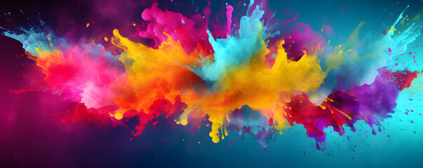 Colored powder splash on black background, Dynamic Color Explosion on Black Background