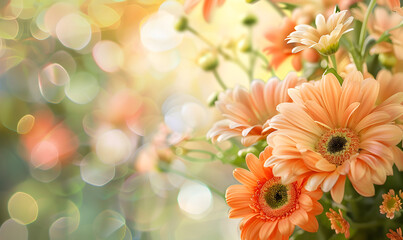 A close up of a bunch of orange flowers with blurry background. 