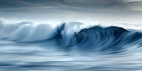 Fototapeta premium Capturing the Beauty of Rippling Blue Waves in a Serene Ocean Setting. Concept Ocean Waves, Serene Setting, Rippling Beauty, Blue Hues, Nature Photography