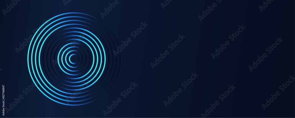 Leinwandbilder Abstract music background with bold look concentric circles  featuring vector graphics of sound waves. Blue green color ring and spinning circle target add.