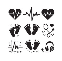 illustration of heart pulse with heart and baby feet