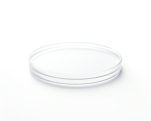 Empty clear petri dish, isolated on a white background. Perfect for scientific research, laboratory experiments, and medical use.