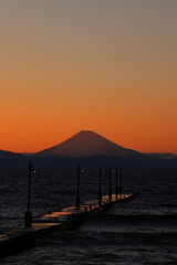 岡本桟橋（原岡桟橋）からの富士夕景