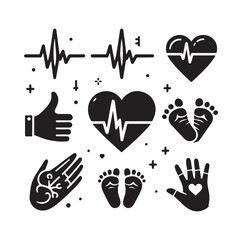 illustration of heart pulse with heart and baby feet