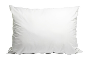 White pillow after guest's use at hotel or resort room is isolated on white background with clipping path. Concept of confortable and happy sleep in daily life