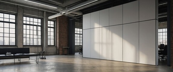 Obraz premium White open space office corner with mock up wall 