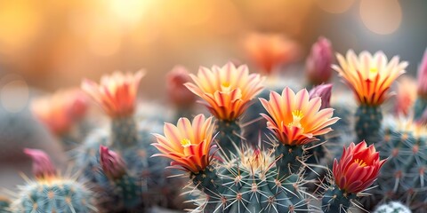 Colorful cactus flowers bring life to a barren desert landscape. Concept Desert Landscape, Cactus Flowers, Colorful, Barren, Life