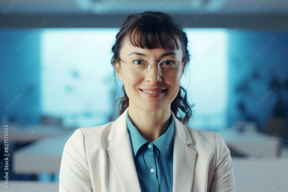 Wall mural Portrait Of A Smiling Businesswoman Standing In The Office