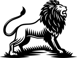 A lion animal woodcut vintage style icon mascot illustration