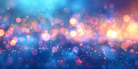 Abstract bokeh lights in vibrant blue and pink hues creating a dreamy and festive atmosphere with glowing orbs and soft focus
